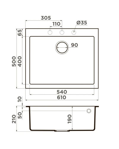 Кухонная мойка Artceramic Omoikiri Bosen 61A-GB графит 4993824