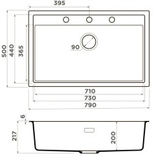 Кухонная мойка Artceramic Omoikiri Sintesi 79-CN canyon 4997137