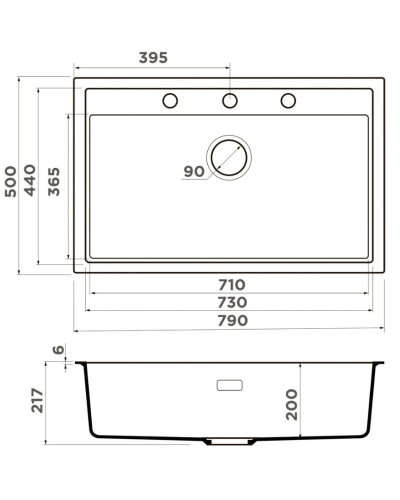 Кухонная мойка Artceramic Omoikiri Sintesi 79-CN canyon 4997137