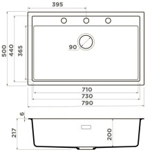 Кухонная мойка Artceramic Omoikiri Sintesi 79-GB графит 4997135