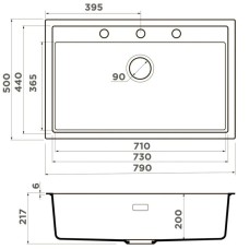 Кухонная мойка Artceramic Omoikiri Sintesi 79-GB графит 4997135