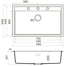 Кухонная мойка Artceramic Omoikiri Sintesi 79-GR ленинградский серый 4997139