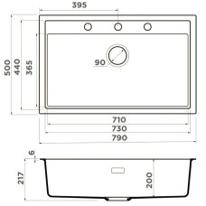 Кухонная мойка Artceramic Omoikiri Sintesi 79-GR ленинградский серый 4997139