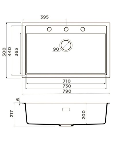 Кухонная мойка Artceramic Omoikiri Sintesi 79-GR ленинградский серый 4997139