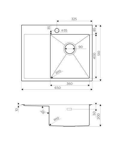 Кухонная мойка нержавеющая сталь Omoikiri Akisame 65-IN-R