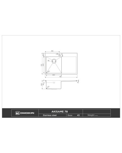 Кухонная мойка вороненая сталь Omoikiri Akisame 78-GM-L