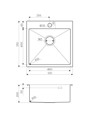 Кухонная мойка нержавеющая сталь Omoikiri Akisame 51-IN 4973438
