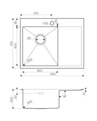 Кухонная мойка нержавеющая сталь Omoikiri Akisame 65-IN-L