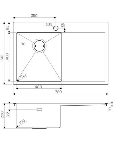 Кухонная мойка светлое золото Omoikiri Akisame 78-LG-R