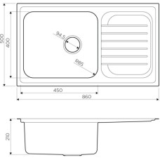 Кухонная мойка нержавеющая сталь Omoikiri Haruna 86-IN