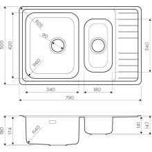 Кухонная мойка нержавеющая сталь Omoikiri Sagami 79-2-IN 4993733