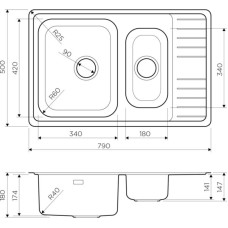 Кухонная мойка нержавеющая сталь Omoikiri Sagami 79-2-IN 4993733