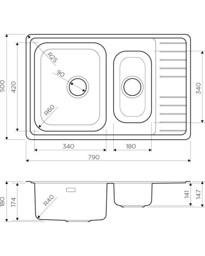 Кухонная мойка нержавеющая сталь Omoikiri Sagami 79-2-IN 4993733