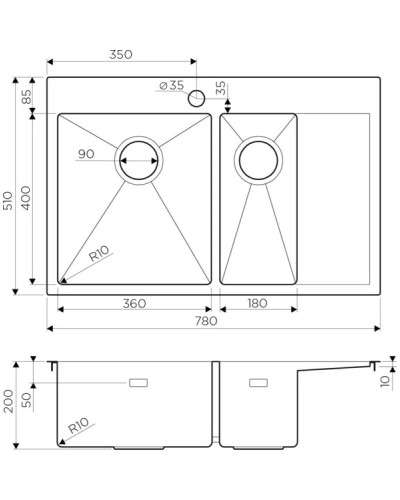 Кухонная мойка светлое золото Omoikiri Akisame 78-2-LG-R
