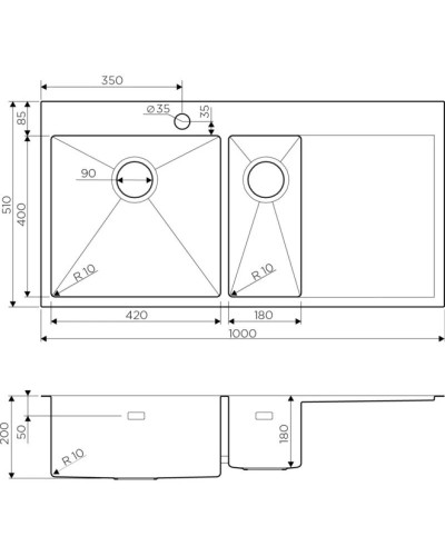 Кухонная мойка светлое золото Omoikiri Akisame 100-2-LG-L
