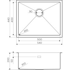 Кухонная мойка вороненая сталь Omoikiri Taki 54-U/IF-GM 4973107