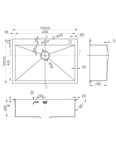 Кухонная мойка Zorg Inox  X-7551
