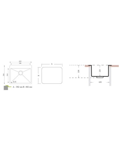 Кухонная мойка Florentina Optima полированная сталь OP.600.500.B.10.P.10