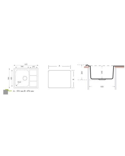 Кухонная мойка Florentina Profi полированная сталь PR.615.500.B.10.P.08