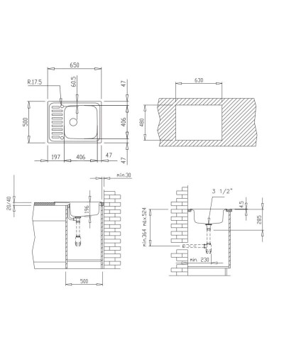 Кухонная мойка Teka Classic 1B 1/2D декоративная сталь 40109611