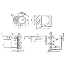Кухонная мойка Teka DR 77 1B 1D  декоративная сталь 40127303