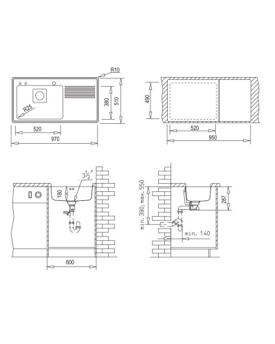 Кухонная мойка Teka Frame 1B 1D PPLUS RHD полированная сталь 40180511