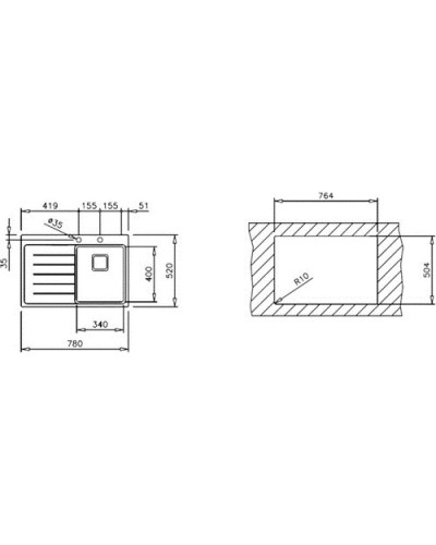Кухонная мойка Teka Zenit RS15 1B 1D L 78 полированная сталь 115100009
