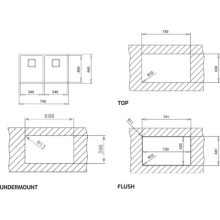 Кухонная мойка Teka Flexlinea RS15 2B 740 полированная сталь 115030009