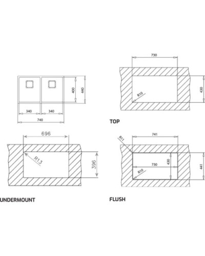 Кухонная мойка Teka Flexlinea RS15 2B 740 полированная сталь 115030009