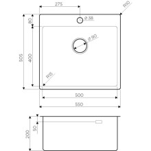 Кухонная мойка нержавеющая сталь Omoikiri Amadare 54-IN 4993718