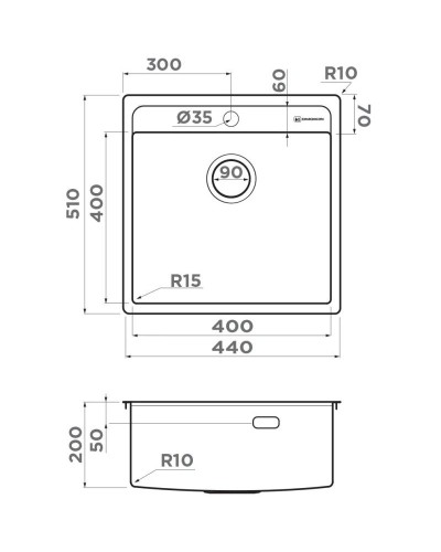 Кухонная мойка нержавеющая сталь Omoikiri Daisen 44-IN 4993179