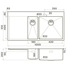 Кухонная мойка Omoikiri Akisame 100-2-LG-R светлое золото 4973090