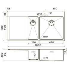Кухонная мойка Omoikiri Akisame 100-2-LG-R светлое золото 4973090