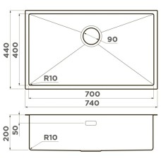 Кухонная мойка Omoikiri Taki 74-U/IF-GM вороненая сталь 4993498