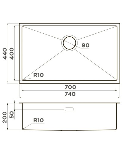 Кухонная мойка Omoikiri Taki 74-U/IF-GM вороненая сталь 4993498