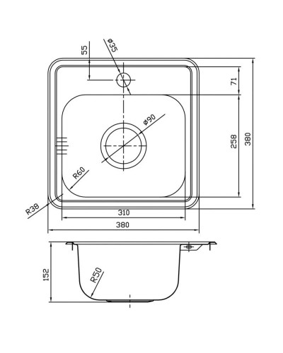 Кухонная мойка полированная сталь IDDIS Strit STR38P0i77