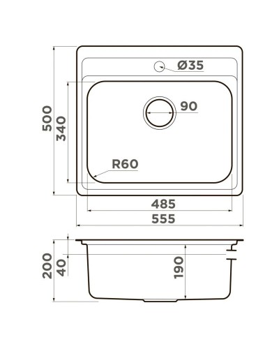 Кухонная мойка нержавеющая сталь Omoikiri Ashi 56-IN