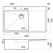 Кухонная мойка Omoikiri Akisame 86-IN-L Side нержавеющая сталь 4997031
