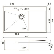 Кухонная мойка Omoikiri Akisame 86-IN-L Side нержавеющая сталь 4997031