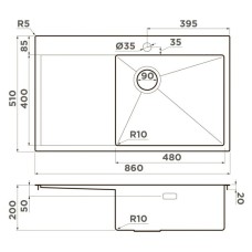 Кухонная мойка Omoikiri Akisame 86-IN-R Side нержавеющая сталь 4997042