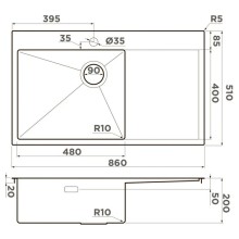 Кухонная мойка Omoikiri Akisame 86-LG-L Side светлое золото 4997045