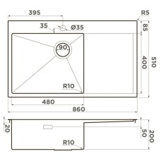 Кухонная мойка Omoikiri Akisame 86-LG-L Side светлое золото 4997045