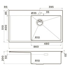 Кухонная мойка Omoikiri Akisame 86-LG-R Side светлое золото 4997046