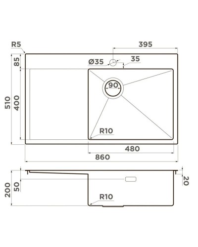 Кухонная мойка Omoikiri Akisame 86-LG-R Side светлое золото 4997046