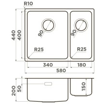 Кухонная мойка Omoikiri Tadzava 58-2-U/I-IN-L нержавеющая сталь 4993774