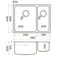 Кухонная мойка Omoikiri Tadzava 58-2-U/I-IN-L нержавеющая сталь 4993774
