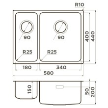 Кухонная мойка Omoikiri Tadzava 58-2-U/I-IN-R нержавеющая сталь 4993773