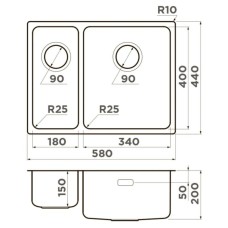 Кухонная мойка Omoikiri Tadzava 58-2-U/I-IN-R нержавеющая сталь 4993773