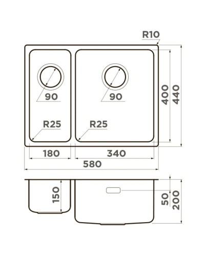 Кухонная мойка Omoikiri Tadzava 58-2-U/I-IN-R нержавеющая сталь 4993773
