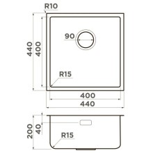 Кухонная мойка Omoikiri Tadzava 44-U/I-IN Ultra 15 нержавеющая сталь 4997114